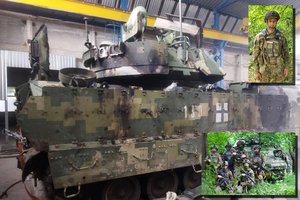 Štai ką reiškia vakarietiška kokybė: į „Bradley“ pataikė rusų „Grad“ raketa, įgula liko gyva