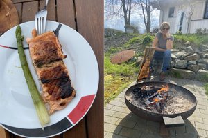 L. Janušonytė pasidalijo lauže keptos lašišos receptu: paruošti paprasta, o valgis – gurmaniškas