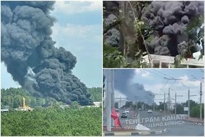 Brianske – didžiulis gaisras: liepsnos prarijo statomą rusų karo ligoninę