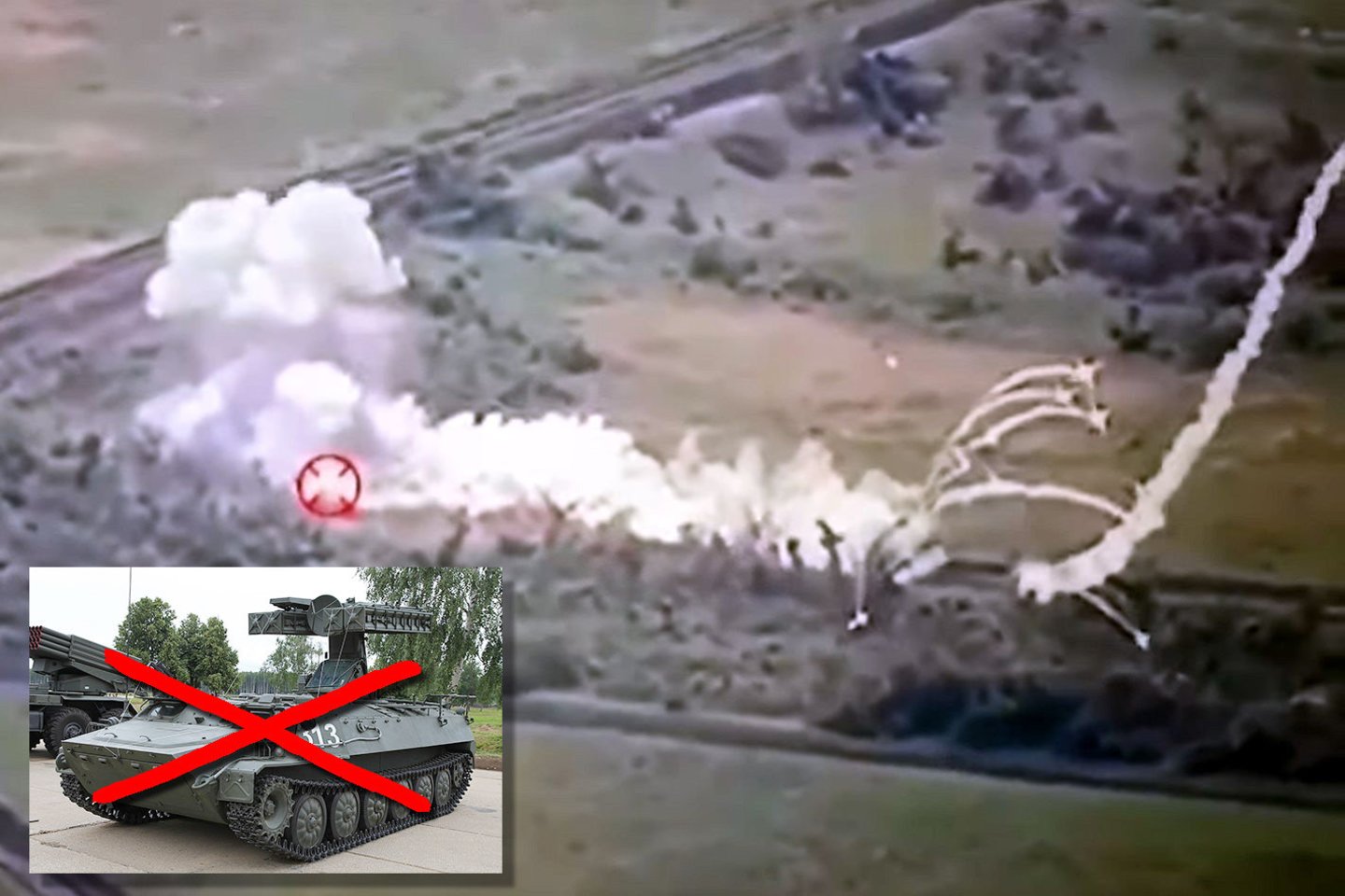 Ukrainos kariuomenė Donecko regione tiksliu smūgiu sunaikino trumpojo nuotolio žemė-oras raketų sistemą „Strela-10“.