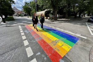 Vilniuje vėl dažais apipilta vos prieš kelias dienas nudažyta vaivorykštės spalvų perėja