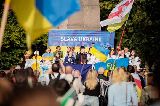 Mitingas Vilniuje: „Ukrainai – narystę NATO be jokių išlygų“.<br> ELTA / Josvydas Elinskas