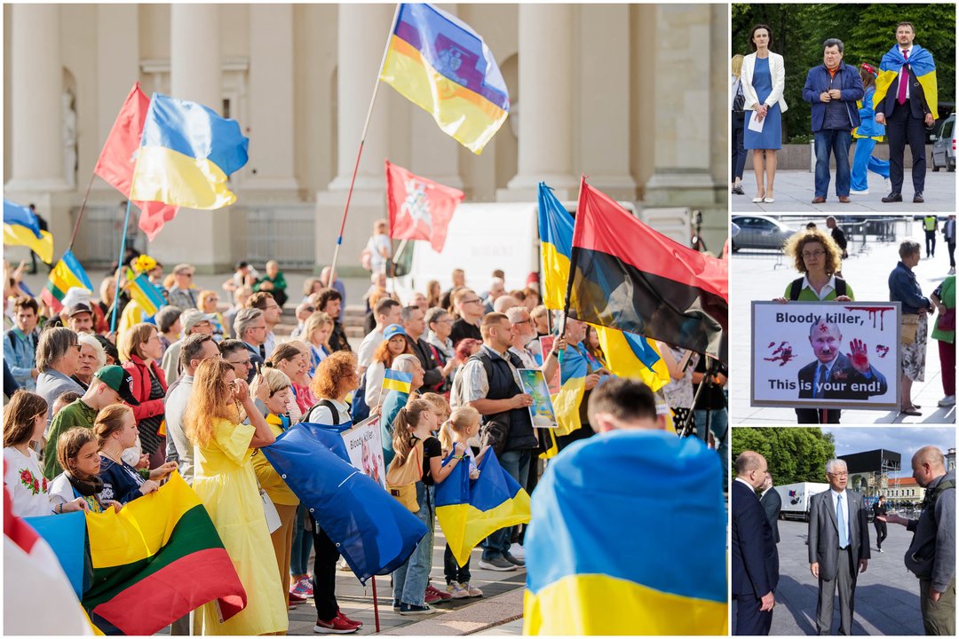 Mitingas Vilniuje: „Ukrainai – narystę NATO be jokių išlygų“.<br> Lrytas.lt koliažas