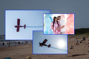 Poilsiautojus pajūryje nustebino mėlynus dūmus virš galvų leidęs lėktuvas, bet priežastis privertė šyptelėti