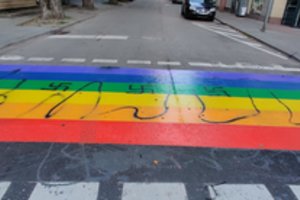 Vaivorykštės perėja Vilniuje atsilaikė vos kelias dienas – pripiešta svastikų