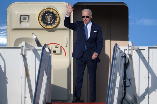 JAV prezidentas Joe Bidenas pirmadienį atvyko į Lietuvą.<br>V.Skaraičio nuotr.