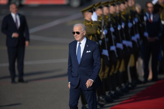 JAV prezidentas Joe Bidenas pirmadienį atvyko į Lietuvą.<br>V.Skaraičio nuotr.