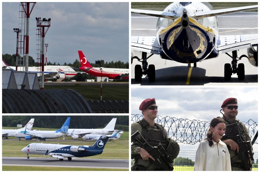  NATO viršūnių susitikimo dalyvių lėktuvai.<br> lrytas.lt koliažas.