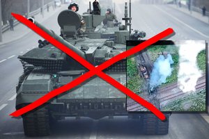 Įsiminti vaizdai: parodė, kaip ukrainiečių dronai dar vieną „geriausią pasaulio tanką“ pavertė metalo laužo krūva