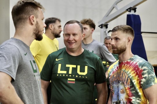 Lietuvos rinktinės krepšininkai susirinko į pirmąją treniruotę<br> V. Ščiavinsko nuotr.