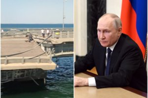 Po sprogimų ant Krymo tilto – V. Putino grasinimai ir rusų baimė, kad vienos dalies atstatyti nepavyks