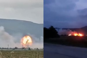 Skelbia apie smūgį Krymo poligonui, detonuoja amunicijos sandėlis
