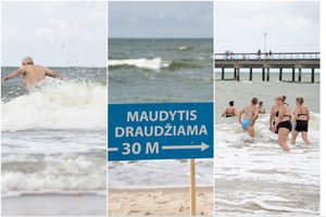 Taršos grėsmė lietuvių neišgąsdino: nelaukdami tyrimo rezultatų Palangoje šoko į vandenį