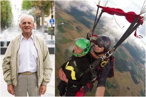 90-metis Kostas tapo vyriausiu šuolininku parašiutu Sasnavoje: ryžtu nustebino ne vieną