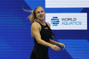 Pasaulio rekordą pakartojusi R.Meilutytė dar ryte buvo blogos nuotaikos: „Kartais yra gerai pyktis“