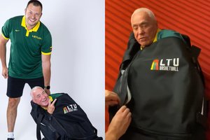 Rinktinės stovykloje – linksmos nuotaikos: J. Petkevičių-Juozuką „supakavo“ į lagaminą