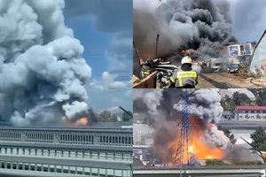 Didžiulis gaisras Maskvos srityje: užsiliepsnojo deguonies balionai