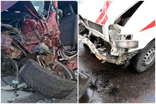 Kretingos r. susidūrė sunkvežimis, greitoji ir lengvasis automobilis – į ligoninę nuvežtas 8-metis