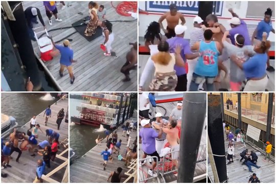 Masinės muštynės Montgomerio prieplaukoje: talžė galvas kėdėmis, stumdė į vandenį, daužė gulinčius