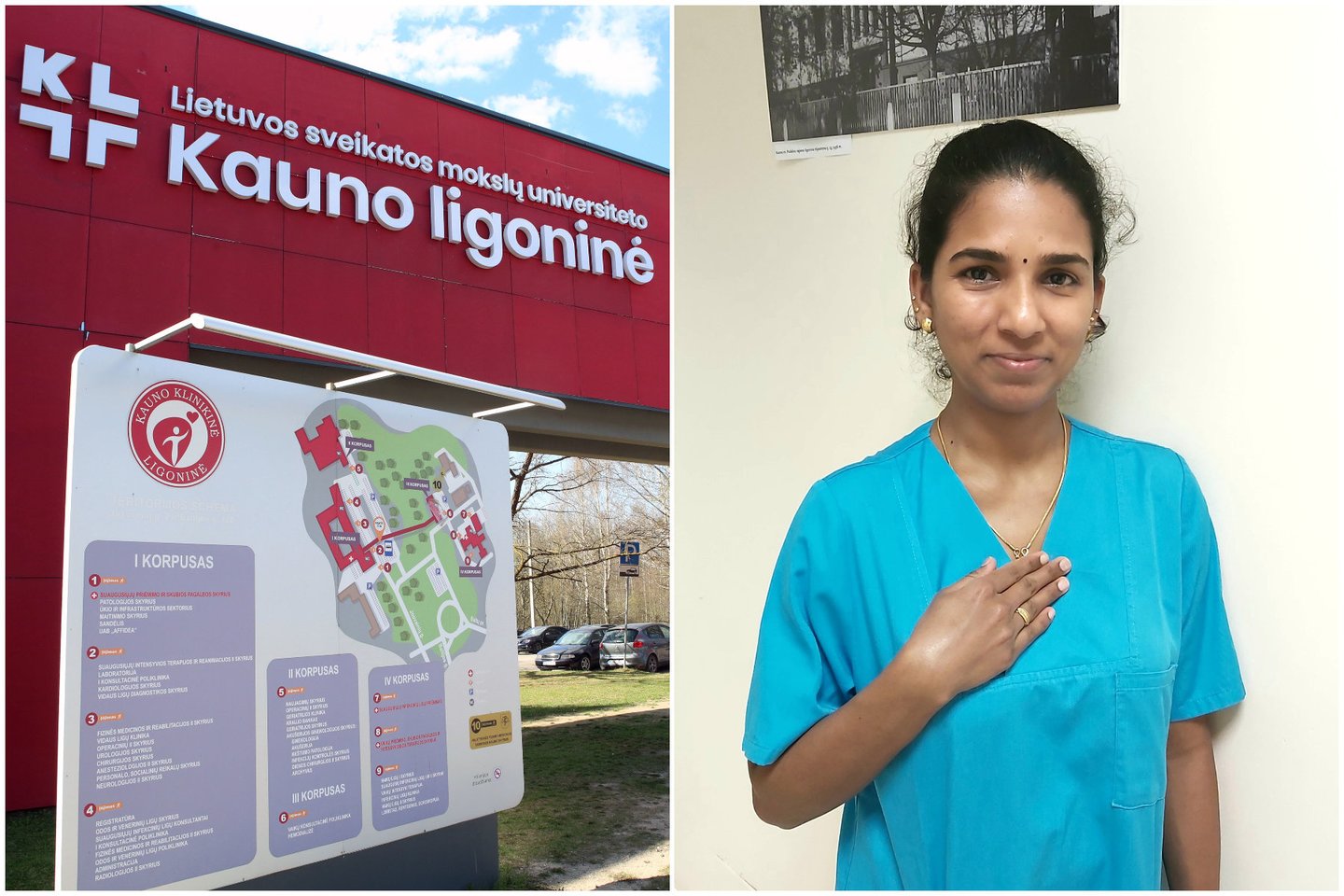 Indijos pilietė Jossy Annamma Joy jau tris mėnesius dirba išplėstinės praktikos slaugytoja LSMU Kauno ligoninėje.<br>lrytas.lt koliažas