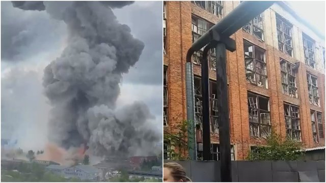 Vaizdai iš Maskvos srities: nuaidėjus sprogimui, dužo net kaimynystėje esančių namų langai
