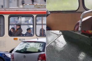Tokios kelionės dar neturėjo gyvenime: pro troleibuso stogą Vilniuje ant keleivių pylė vanduo