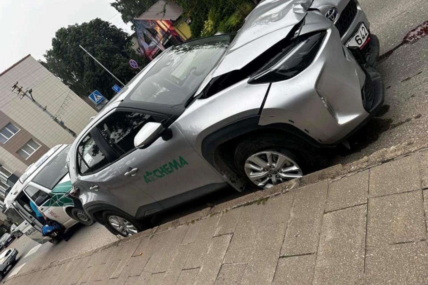  Girtos moters automobilis po avarijos.<br> Facebook/Reidas TV nuotr.