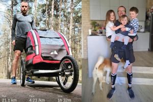 Stumdamas vežimėlį Gediminas su vaikais nubėgo 3000 km: sulaukdavo keisčiausių klausimų