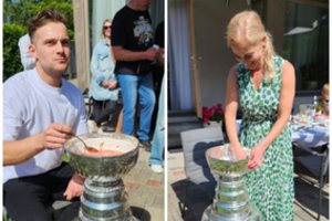 Latvijos ledo ritulininkas sukėlė ažiotažą – valgė barščius iš NHL taurės