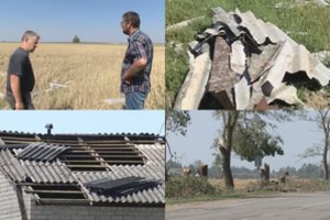 Kraupus vaizdas Joniškio rajone: nuo krušos nuplėšti stogai, išdaužyti langai, medžiai išrauti su šaknimis