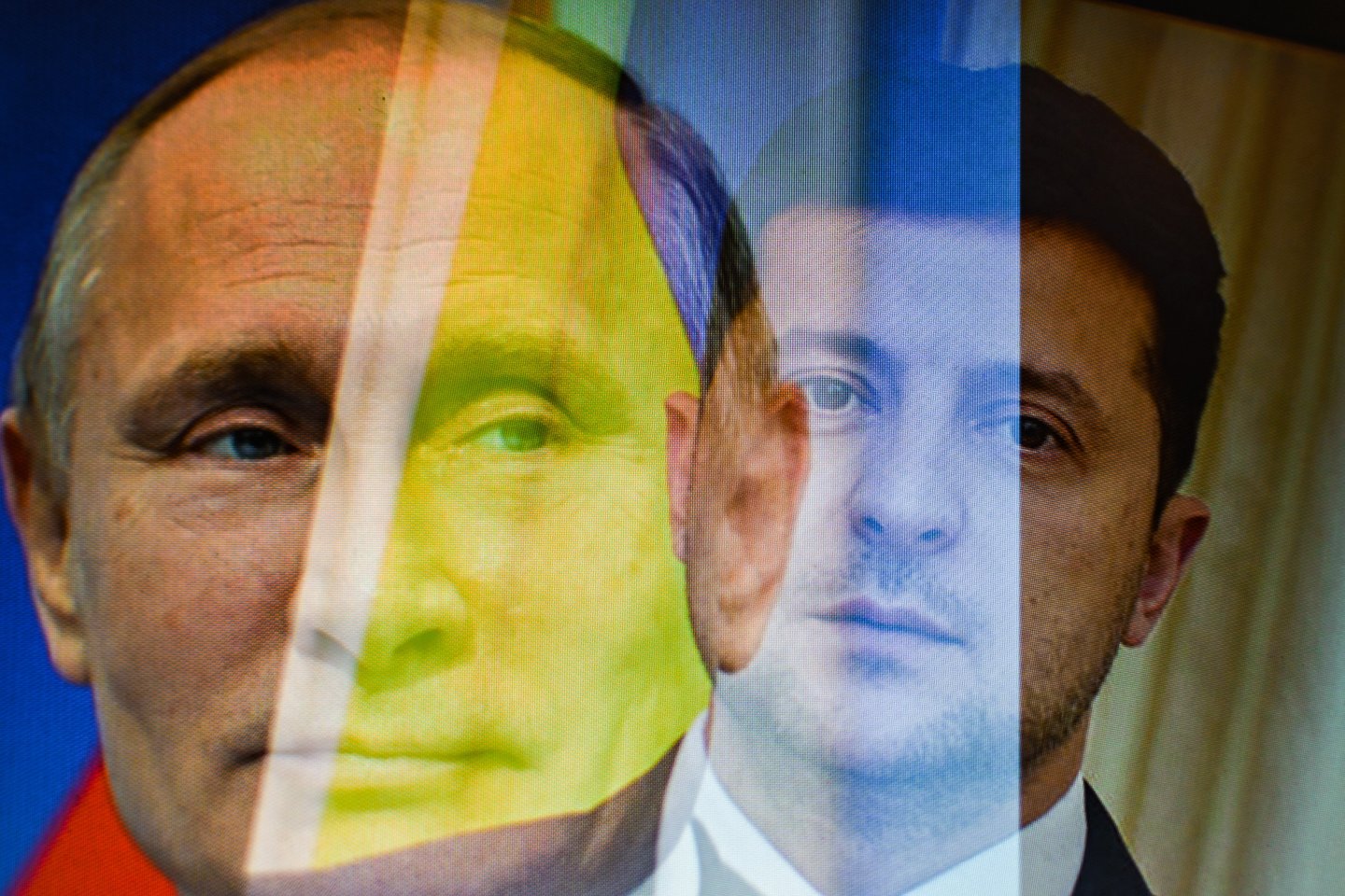 Vladimiras Putinas ir Volodymyras Zelenskis.<br>Zumapress/Scanpix nuotr.