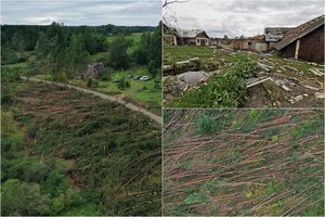 Užfiksuotas siaubas Utenos rajone – škvalas nušlavė viską, kas pasitaikė kelyje
