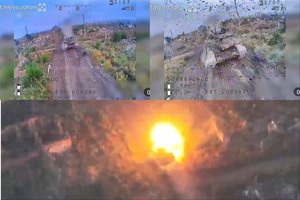 Įamžino, kaip efektingai likviduojamas dar vienas iš moderniausių rusų turėtų tankų