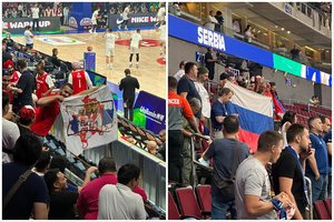 Pasaulio čempionato pusfinalyje – serbiškos provokacijos: Rusijos vėliava ir „Kosovas yra Serbija“