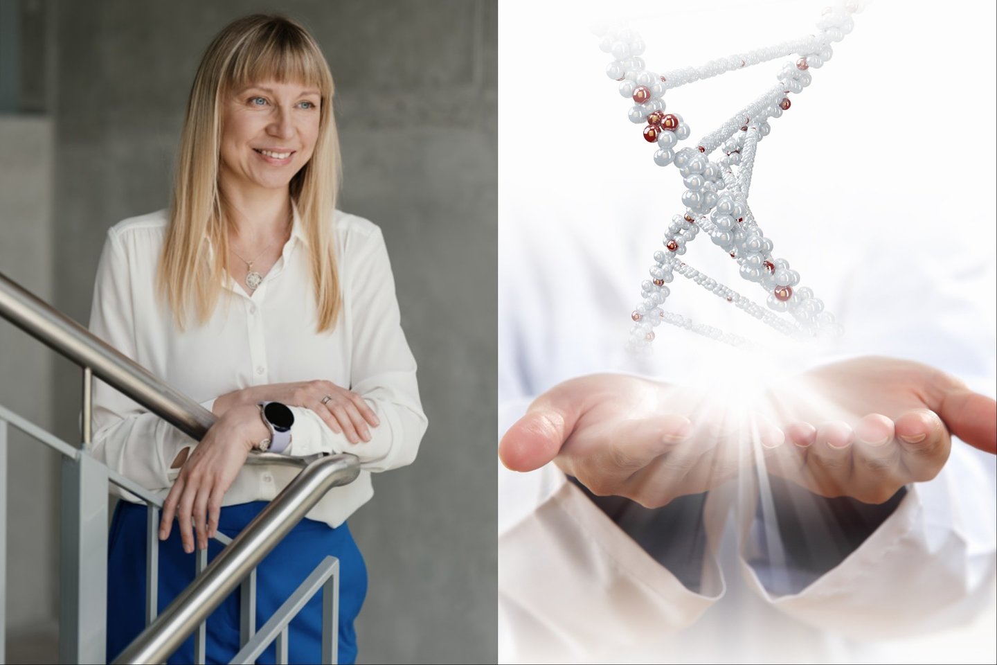  Biochemijos mokslų daktarė Miglė Tomkuvienė į mūsų organizmą žvelgia kitaip – ji tyrinėja, kas vyksta genuose molekulių lygmenyje.<br> VU GMC, 123rf iliustr., lrytas.lt mont.