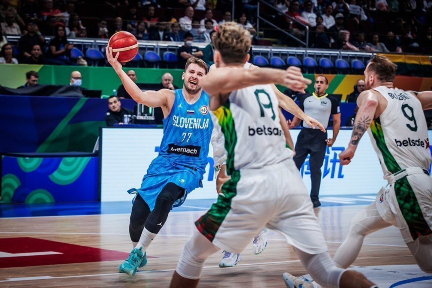 Lietuvos ir Slovėnijos rinktinių rungtynės.<br>FIBA nuotr.