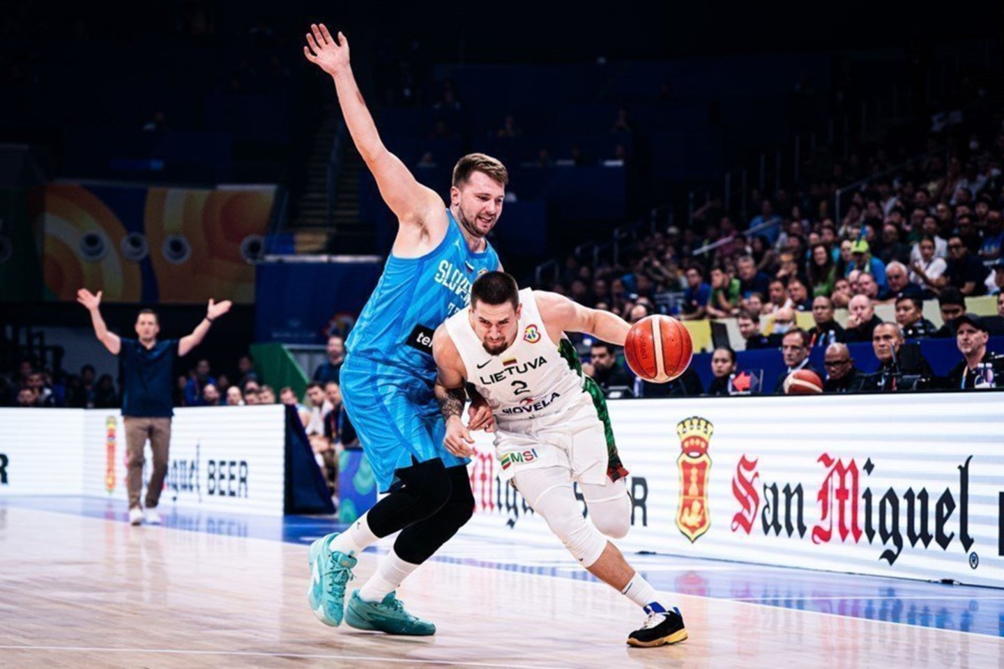 Lietuvos ir Slovėnijos rinktinių rungtynės.<br>FIBA nuotr.