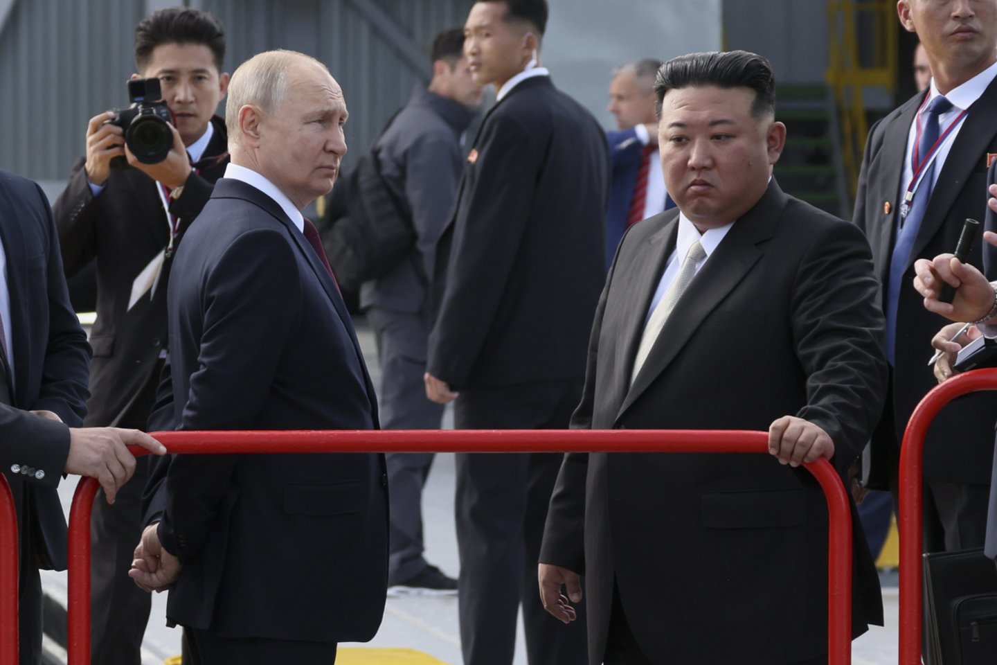 Kim Jong Uno ir Vladimiro Putino susitikimas.<br>EPA-ELTA nuotr.