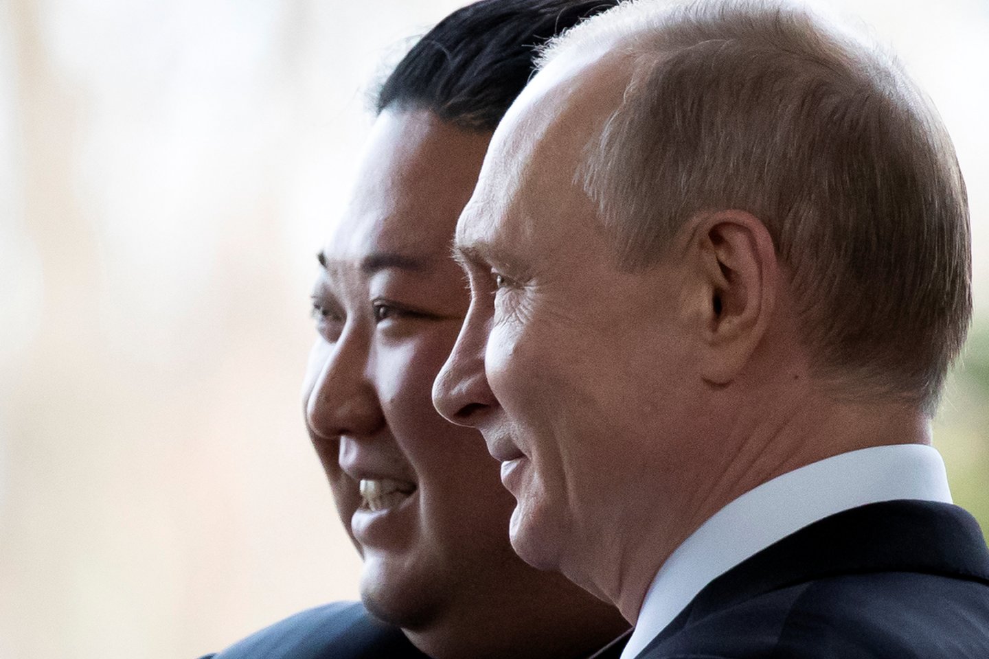 Kim Jong Uno ir Vladimiro Putino susitikimas.<br>Reuters/Scanpix nuotr.