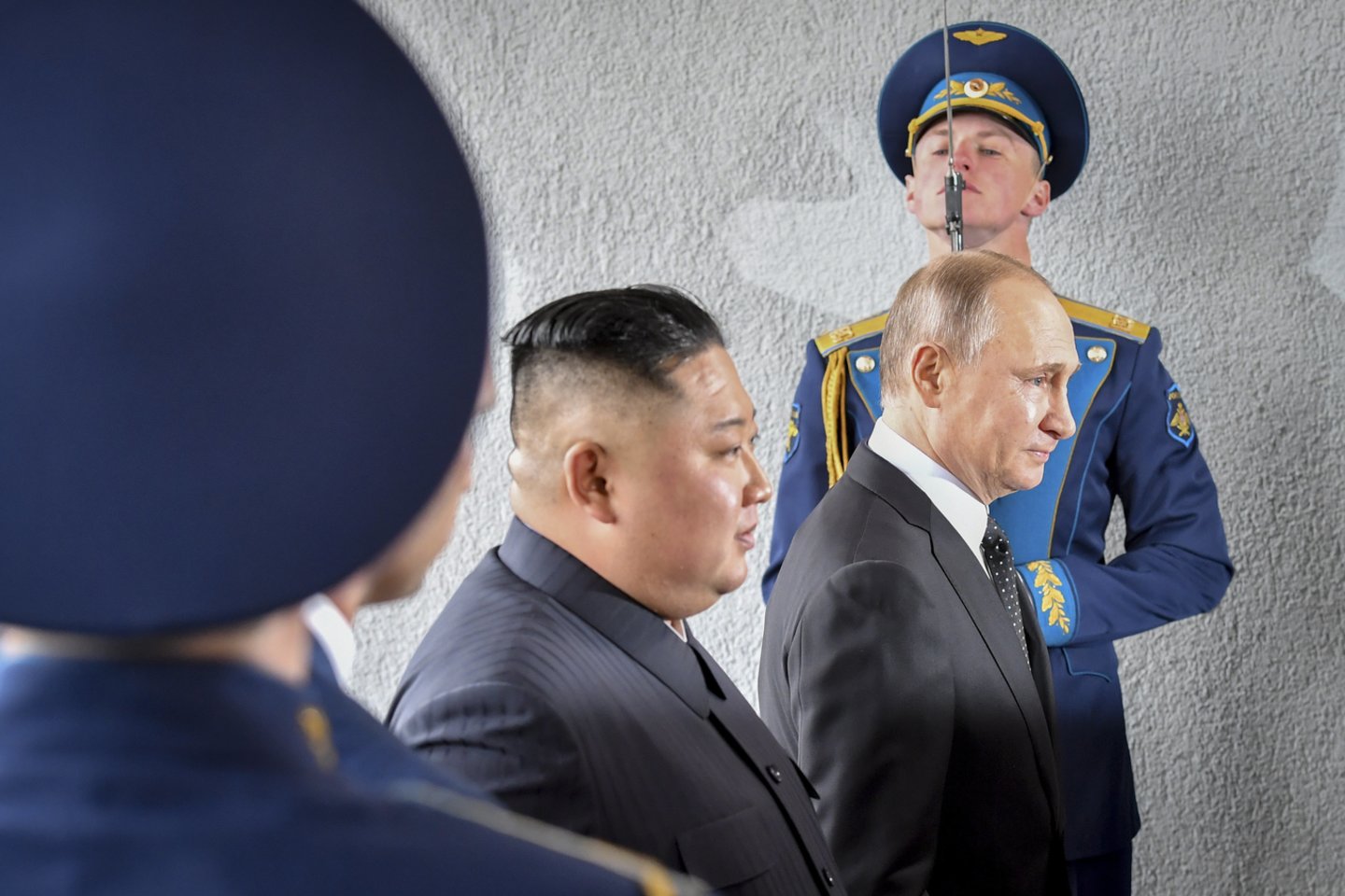 Kim Jong Uno ir Vladimiro Putino susitikimas.<br>AP/Scanpix nuotr.