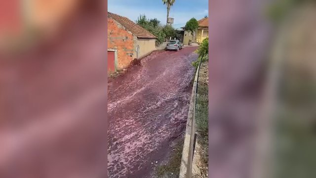 Portugalijos gatvės virto vyno upėmis: darykloje trūko dvi talpyklos