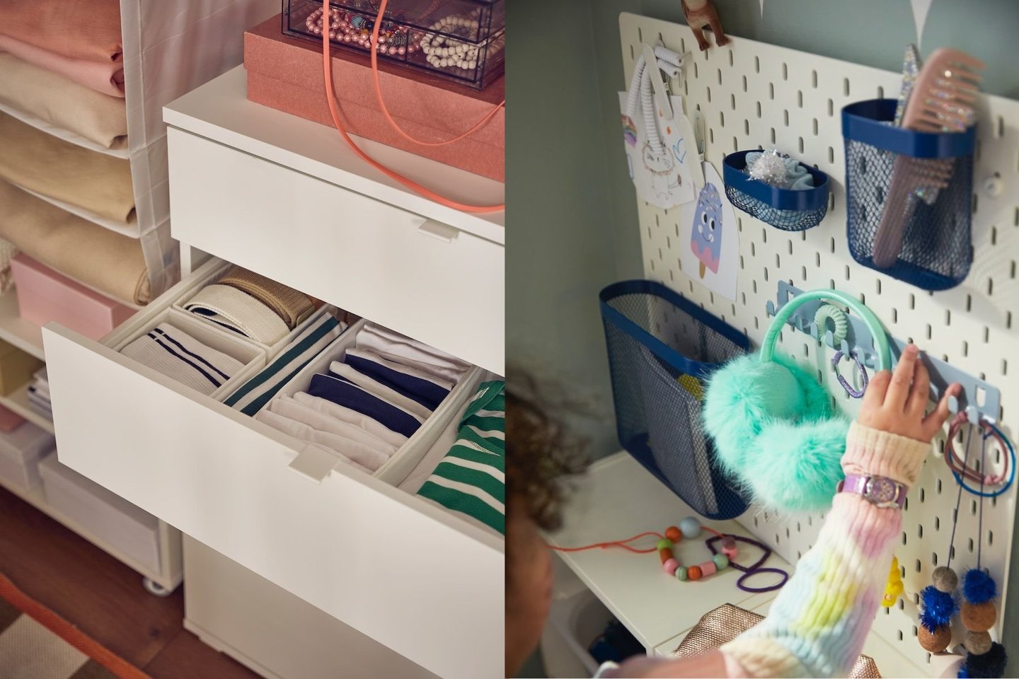 Interjero dizainerė teigia, kad dedikavus konkretiems daiktams konkrečias vietas – lengviau palaikyti tvarką ne tik tėvams, bet ir tvarkytis patiems vaikams.<br> IKEA nuotr.