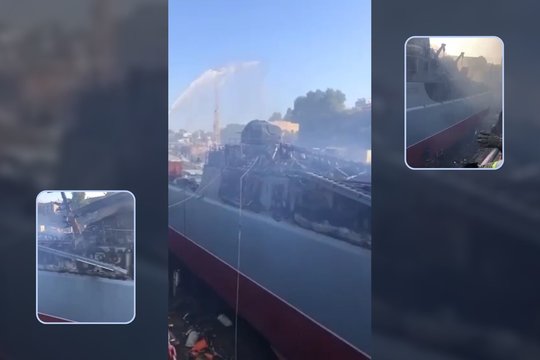 Po smūgio Kryme – apgadintas Rusijos desantinis laivas: paviešino vaizdo įrašą