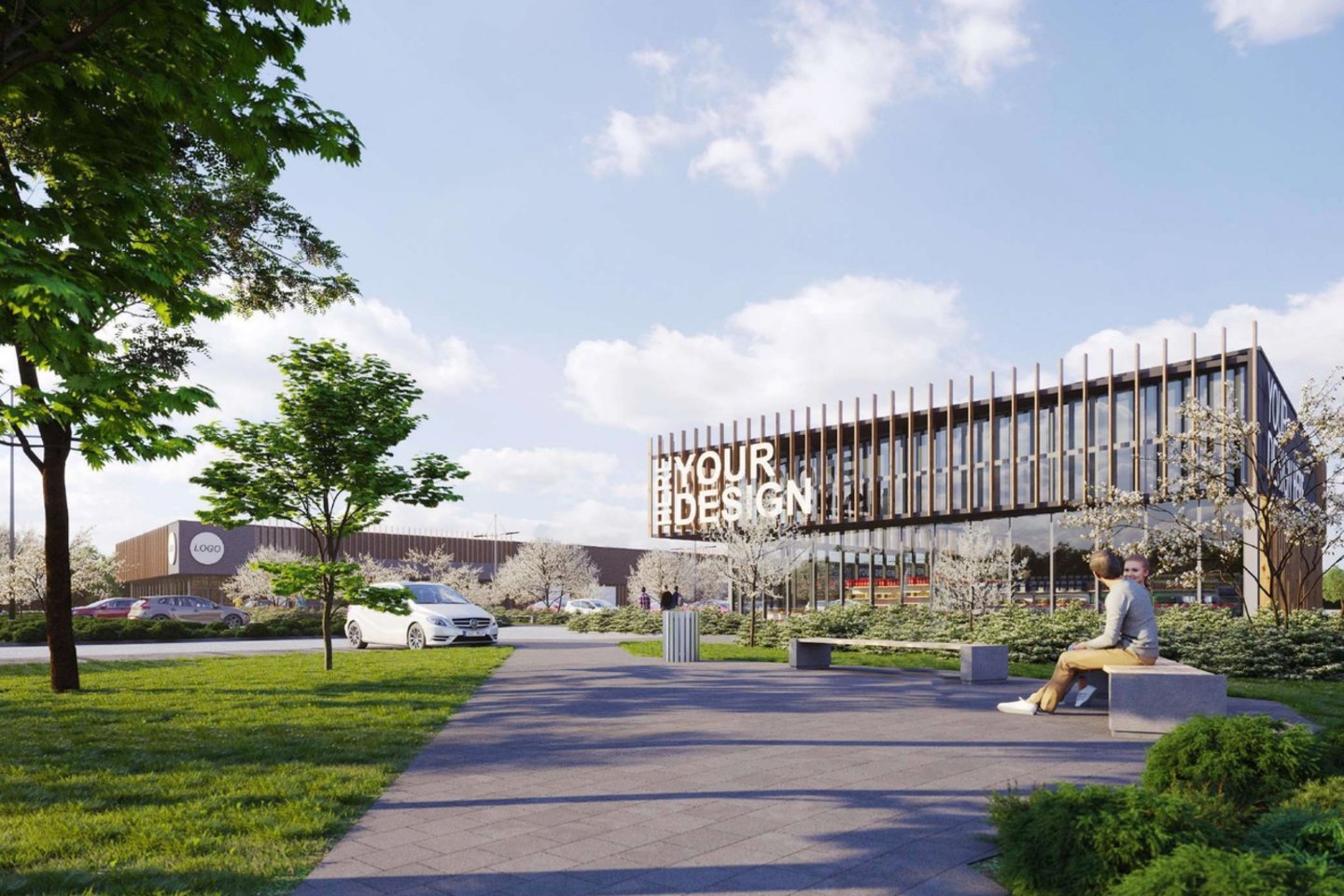 Taip atrodys naujasis prekybos centras Molėtų plente.<br>Projekto vizual.