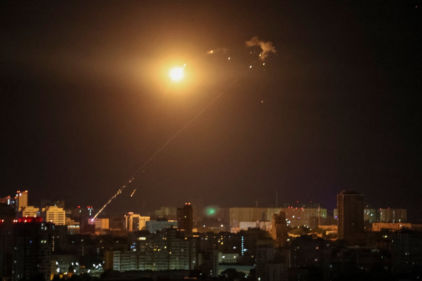 Karas Ukrainoje: dronų ataka Kijeve.<br>Reuters/Scanpix nuotr.
