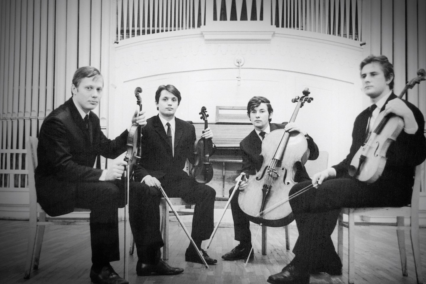 Čirlionio kvarteto pirmoji sudėtis: R. Šiugždinis, S. Kiškis, S. Lipčius ir A. Grižas.<br> Kvarteto archyvo nuotr.
