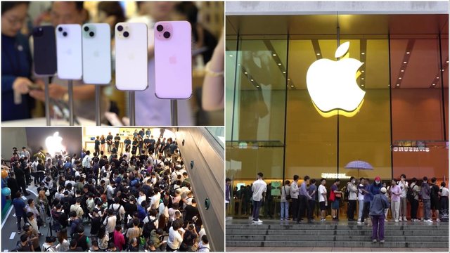 Kinijoje prie „Apple Store“ – milžiniškos eilės ir per minutę iššluotas naujasis modelis: sužavėti liko ne visi