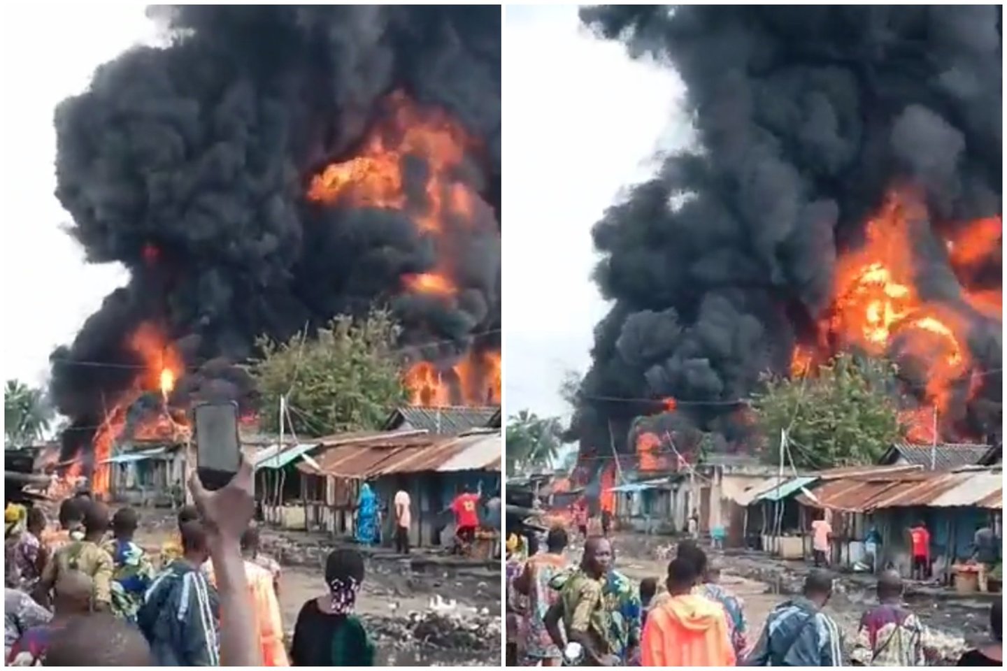 Benino pietuose netoli sienos su Nigerija užsiliepsnojus kontrabandinių degalų sandėliui, žuvo mažiausiai 34 žmonės.<br>Stop kadrai, lrytas.lt koliažas.