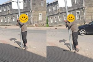 Šokiruojantis vaizdas Rokiškio rajone: prie stulpo diržu pririštas vietinius šiurpinantis girtuoklis