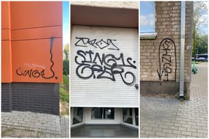 Klaipėdos policija sučiupo du nepilnamečius ir 20-metį, grafičiais terliojusios pastatus mieste